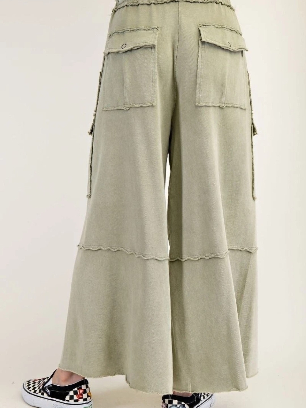 easel Olive Green Wide‑Leg Cargo Pants - Picture 8 of 10